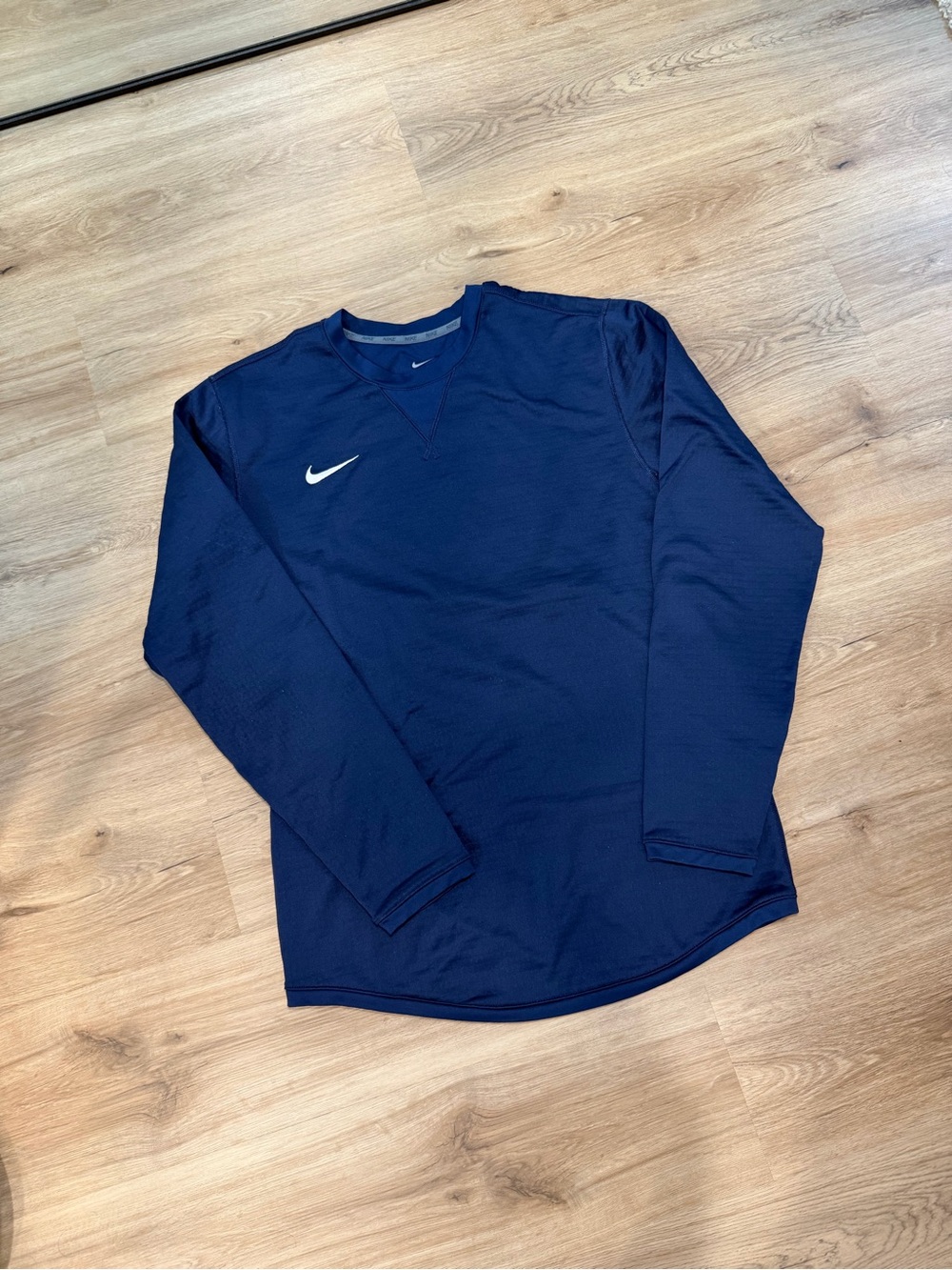 Nike Navy Long Sleeve Crew Performance Shirt